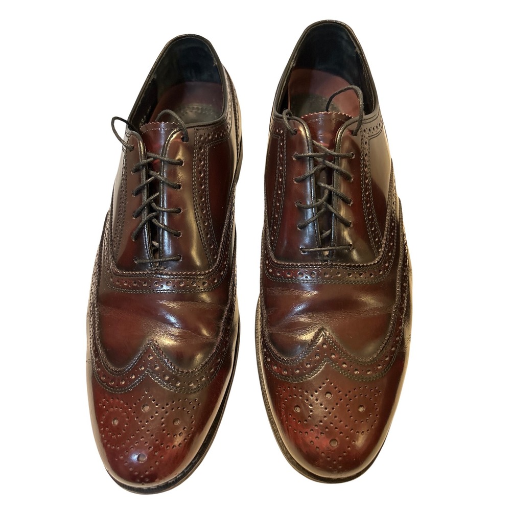 Florsheim Wingtip Oxford Mens 9.5 Burgundy Good Leather Brogue Dress Shoes